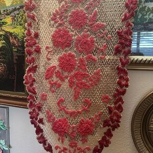 Elegant Red Floral Tapestry
